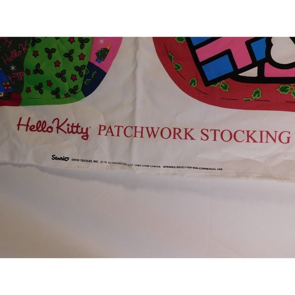 David Textiles Sanrio Hello Kitty Patchwork Holiday Stocking Material Panel - Picture 2 of 6
